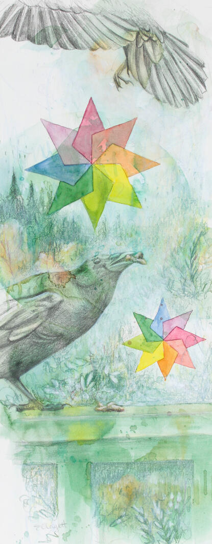 Eleanor Clagett, "Lily 2", 2025, watercolor, colored pencil, and acrylic on paper